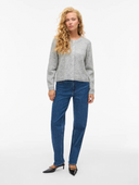 VILORY O-NECK L/S KNIT CARDIGAN - LIGHT GREY MELANGE