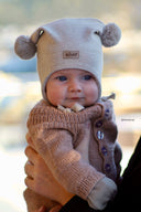 KNYTELUE BOMULL BEIGE M/LOGO