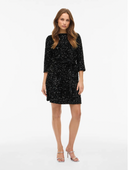 VIFAITH  BOATNECK 3/4 DRESS - BLACK BEAUTY