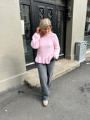 VIBOWS L/S O-NECK KNIT PULLOVER - CHERRY BLOSSOM