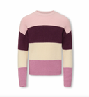 KOGSANDY L/S STRIPE PULLOVER KNT MAUVE WINE/CHALK PINK