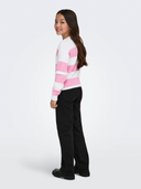 KOGFRANCA LIFE SHORT L/S STRIPE KNT - CLOUD DANCER/WIDE STRIPE ROMANCE ROSE