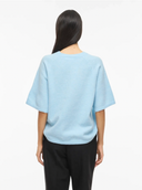 VILIGA 2/4 O-NECK KNIT TOP - NANTUCKET BREEZE