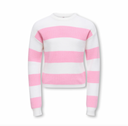 KOGFRANCA LIFE SHORT L/S STRIPE KNT - CLOUD DANCER/WIDE STRIPE ROMANCE ROSE
