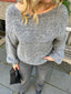 VIMARLEY L/S KNIT PULLOVER - MEDIUM GREY MELANGE