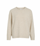 VILIGA L/S O-NECK KNIT TOP - BIRCH/MELANGE