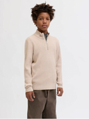 JPRBLUBARKLEY KNIT HALF ZIP JNR - SIMPLY TAUPE
