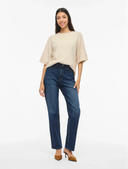VILIGA 2/4 O-NECK KNIT TOP - BIRCH DETAIL MELANGE