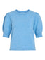VIRIL 2/4 SLEEVE O-NECK KNIT TOP - BLISSFUL BLUE/LIGHT MELANGE
