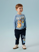 NMMJARED BLUEY NREG SWE PANTS UNB SKY - NAVY BLAZER