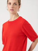 YASLENA SS KNIT PULLOVER - FIERY RED