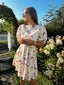 VIALINIA BOATNECK 2/4 SHORT DRESS SNOW WHITE FLOWER MIX