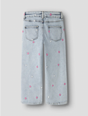 NMFROSE WIDE EMB JEANS 2633 - LIGHT BLUE BLEACHED