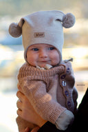 KNYTELUE BOMULL BEIGE M/LOGO