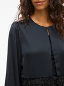 VIVEER O-NECK L/S CARDIGAN - BLACK BEAUTY