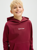 JORNORREBRO EMB SWEAT HOOD JNR - TIBETAN RED