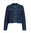 VIOAKLYNN O-NECK L/S DENIM JACKET - DARK BLUE DENIM