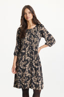 LUCETTE DRESS 3/4 SLEEVES - BROWN