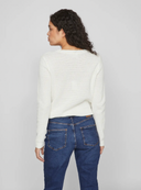 VIDALO O-NECK L/S KNIT TOP - WHITE ALYSSUM