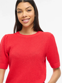 VIDALO O-NECK S/S KNIT TOP - HIBISCUS