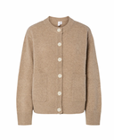 YASNOLA WOOL LS.KNIT CARDIGAN - OAT MILK/MELANGE