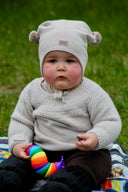 KNYTELUE BOMULL BEIGE M/LOGO