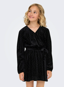 KOGVELLA L/S O-NECK VELVET DRESS JRS - BLACK/STUDS