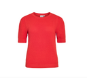 VIDALO O-NECK S/S KNIT TOP - HIBISCUS