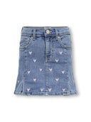 KOGHOXTON HEART EMBROIDERY DNM SKIRT LIGHT MEDIUM BLUE DENIM