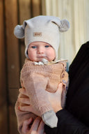 KNYTELUE BOMULL BEIGE M/LOGO