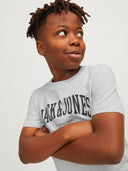 JJEJOSH TEE SS CREW NECK JNR WHITE MELANGE