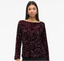 VIFAITH BOAT NECK L/S SEQUIN TOP - FIG