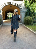 VISOL L/S  PLEAT DENIM DRESS - BLACK