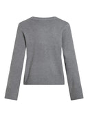 VICASSIE O-NECK L/S KNIT TOP - MEDIUM GREY MELANGE