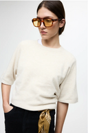 VILIGA 2/4 O-NECK KNIT TOP - BIRCH DETAIL MELANGE