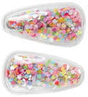 NMFCONFETTI 2P HAIRCLIP CAMEO PINK MULTICOLORED HEARTS