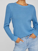 VIDALO O-NECK L/S KNIT TOP BLISSFUL BLUE