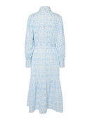 YASVIPS LS LONG SHIRT DRESS CLEAR SKY VIPS PRINT