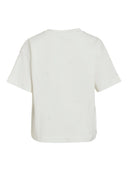 VIMONIE FLOWER EMB S/S  O-NECK SNOW WHITE EMB WHITE FLOWERS