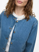 VIREBA L/S O-NECK DENIM JACKET LIGHT BLUE DENIM