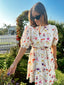 VIALINIA BOATNECK 2/4 SHORT DRESS SNOW WHITE FLOWER MIX
