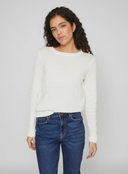 VIDALO O-NECK L/S KNIT TOP - WHITE ALYSSUM