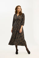 CASSIS DRESS 3/4 SLEEVES - BLACK