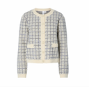 YASLIVIA LS SHORT KNIT CARDIGAN BIRCH/DAZZLING BLUE