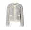 YASLIVIA LS SHORT KNIT CARDIGAN - BIRCH/DAZZLING BLUE