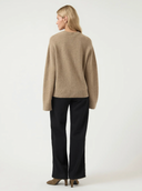 YASNOLA WOOL LS.KNIT CARDIGAN - OAT MILK/MELANGE