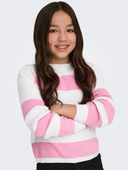 KOGFRANCA LIFE SHORT L/S STRIPE KNT - CLOUD DANCER/WIDE STRIPE ROMANCE ROSE