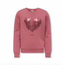 KOGBELINDA LIFE L/S REG GLITTER SWT KIDS - ROSE WINE HEART