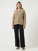 YASNOLA WOOL LS.KNIT CARDIGAN - OAT MILK/MELANGE