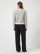 YASLIVIA LS SHORT KNIT CARDIGAN BIRCH/DAZZLING BLUE